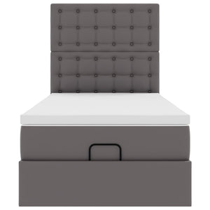 vidaXL Ottoman Bed with Mattress & LEDs Grey 80x200 cm Faux Leather