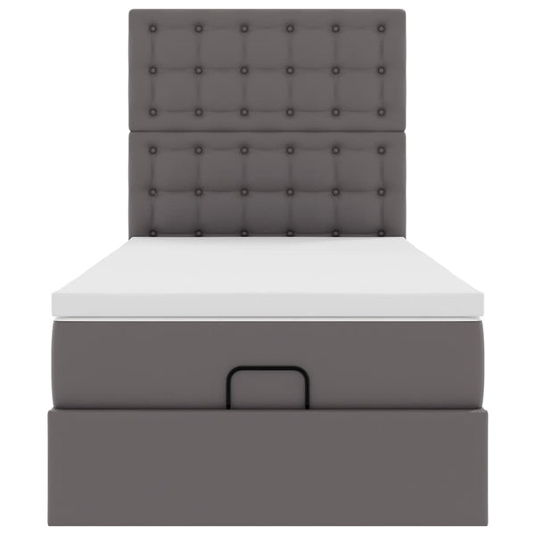 vidaXL Ottoman Bed with Mattress & LEDs Grey 80x200 cm Faux Leather