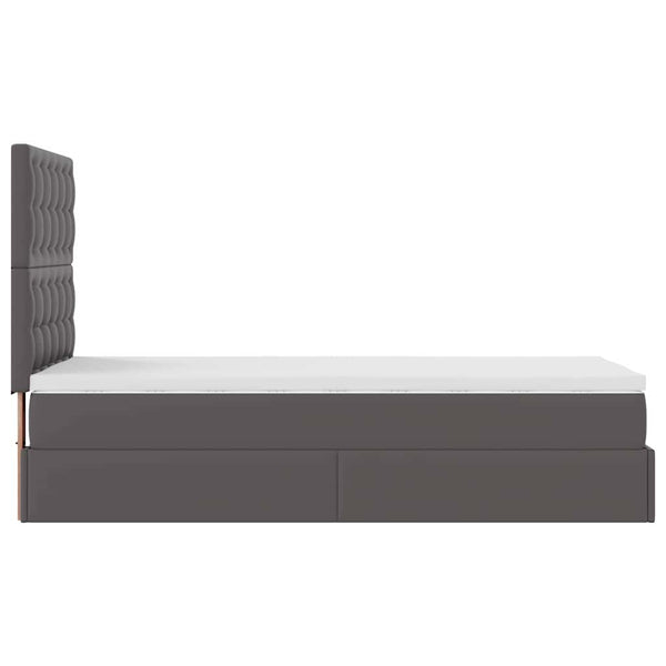 vidaXL Ottoman Bed with Mattress & LEDs Grey 80x200 cm Faux Leather