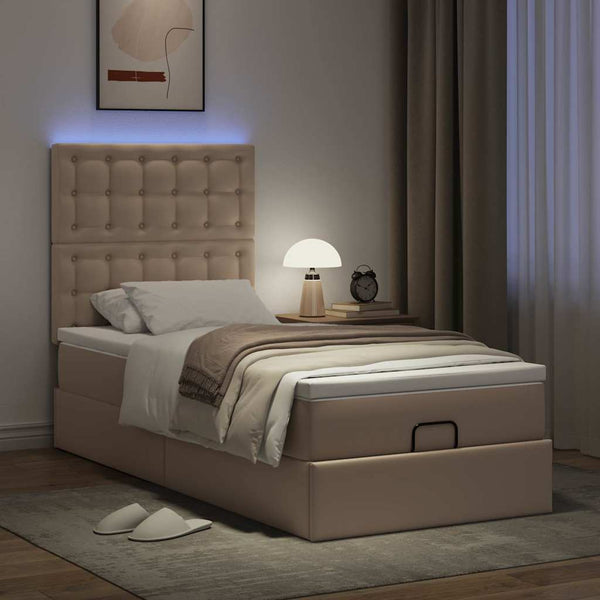 vidaXL Ottoman Bed with Mattress & LEDs 80x200 cm Faux Leather