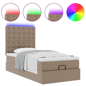 vidaXL Ottoman Bed with Mattress & LEDs 80x200 cm Faux Leather
