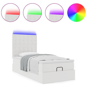 vidaXL Ottoman Bed with Mattress & LED White 90x190 cm Faux Leather
