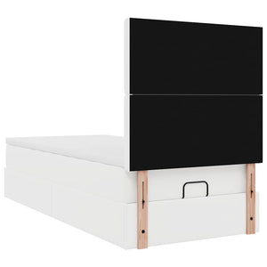 vidaXL Ottoman Bed with Mattress & LED White 90x200 cm Faux Leather