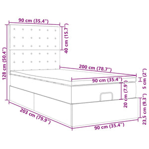 vidaXL Ottoman Bed with Mattress & LED White 90x200 cm Faux Leather