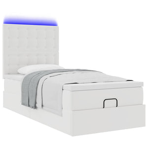 vidaXL Ottoman Bed with Mattress & LED White 90x200 cm Faux Leather