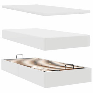 vidaXL Ottoman Bed with Mattress & LED White 90x200 cm Faux Leather