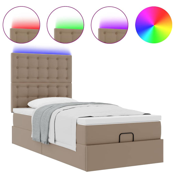 vidaXL Ottoman Bed with Mattress & LEDs 90x200 cm Faux Leather