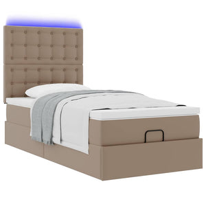 vidaXL Ottoman Bed with Mattress & LEDs 90x200 cm Faux Leather