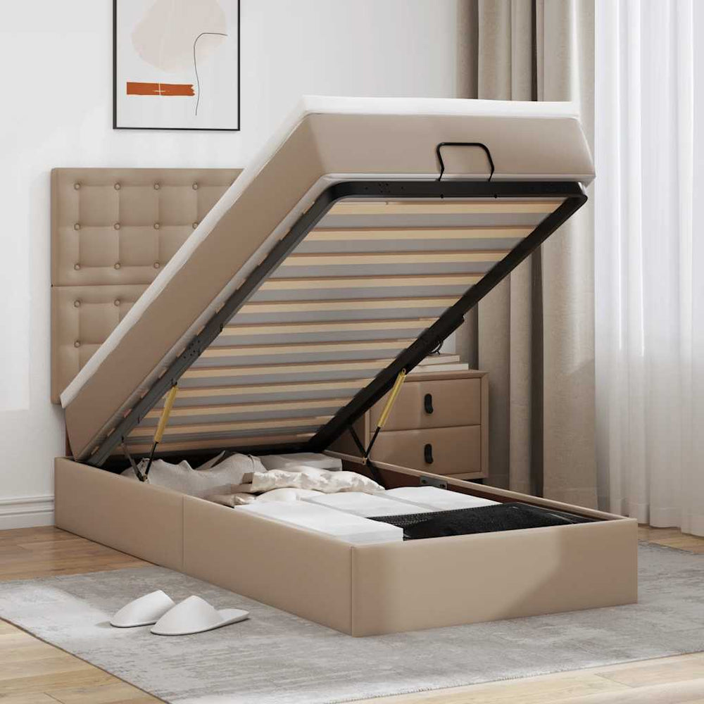 vidaXL Ottoman Bed with Mattress & LEDs 90x200 cm Faux Leather