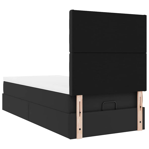 vidaXL Ottoman Bed with Mattress & LEDs Black 100x200 cm Faux Leather
