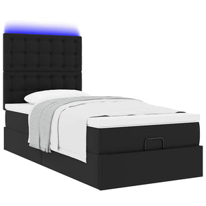 vidaXL Ottoman Bed with Mattress & LEDs Black 100x200 cm Faux Leather