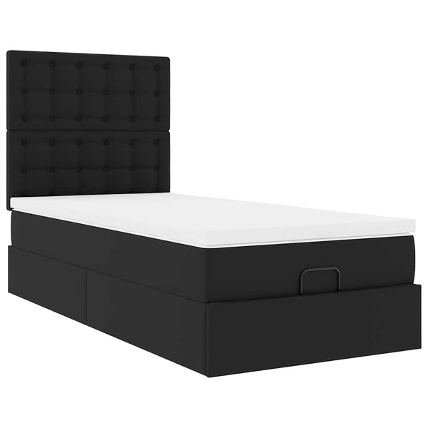 vidaXL Ottoman Bed with Mattress & LEDs Black 100x200 cm Faux Leather
