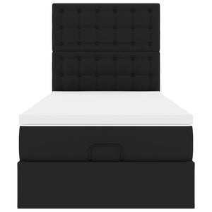 vidaXL Ottoman Bed with Mattress & LEDs Black 100x200 cm Faux Leather