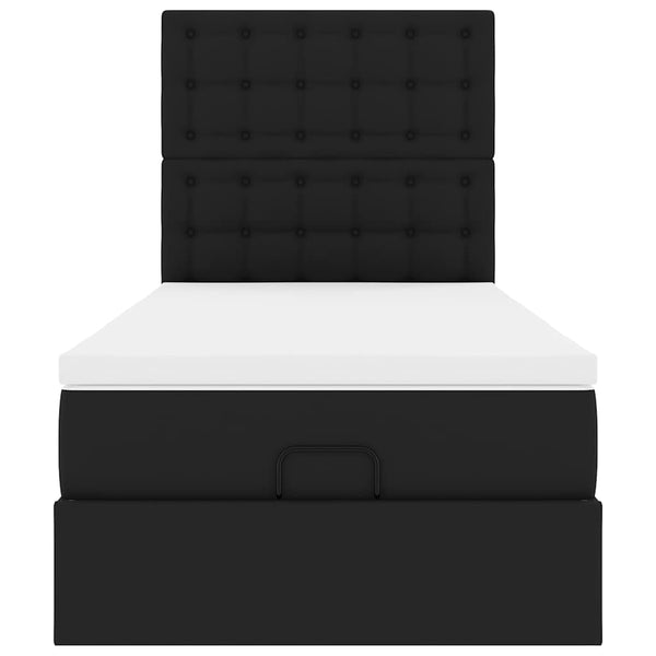 vidaXL Ottoman Bed with Mattress & LEDs Black 100x200 cm Faux Leather