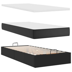 vidaXL Ottoman Bed with Mattress & LEDs Black 100x200 cm Faux Leather