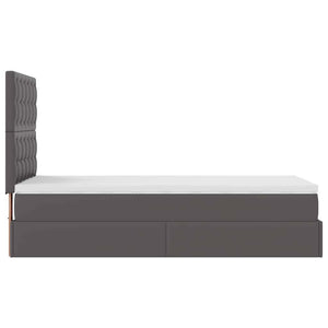 vidaXL Ottoman Bed with Mattress & LED Lights Grey 100x200 cm Faux Leather