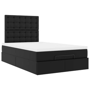 vidaXL Ottoman Bed with Mattress & LED Black 120x190 cm Faux Leather