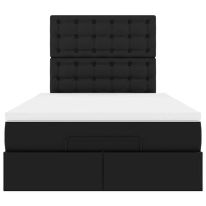 vidaXL Ottoman Bed with Mattress & LED Black 120x190 cm Faux Leather