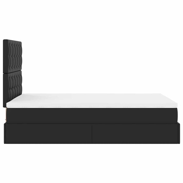 vidaXL Ottoman Bed with Mattress & LED Black 120x190 cm Faux Leather