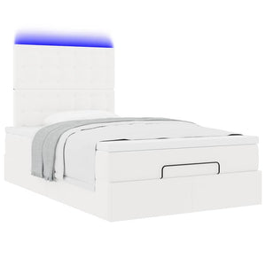 vidaXL Ottoman Bed with Mattress & LEDs White 120x190 cm Faux Leather