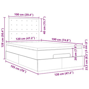 vidaXL Ottoman Bed with Mattress & LED Lights Grey 120x190 cm Faux Leather