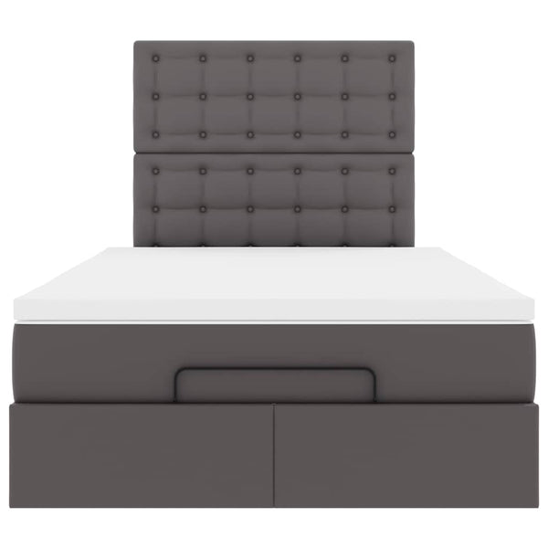 vidaXL Ottoman Bed with Mattress & LED Lights Grey 120x190 cm Faux Leather