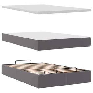 vidaXL Ottoman Bed with Mattress & LED Lights Grey 120x190 cm Faux Leather