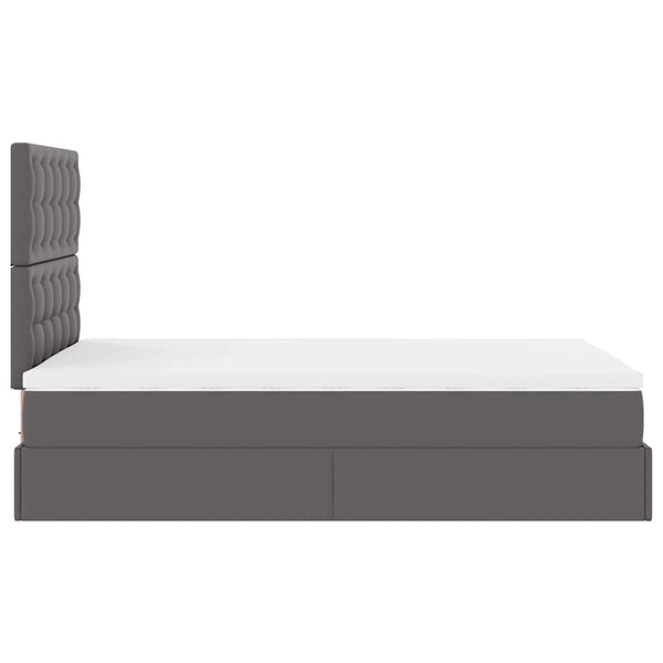 vidaXL Ottoman Bed with Mattress & LED Lights Grey 120x190 cm Faux Leather