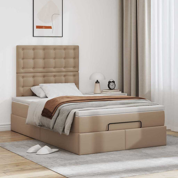 vidaXL Ottoman Bed with Mattress & LEDs 120x190cm Faux Leather