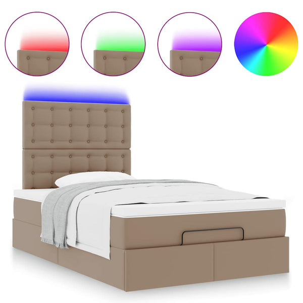 vidaXL Ottoman Bed with Mattress & LEDs 120x190cm Faux Leather