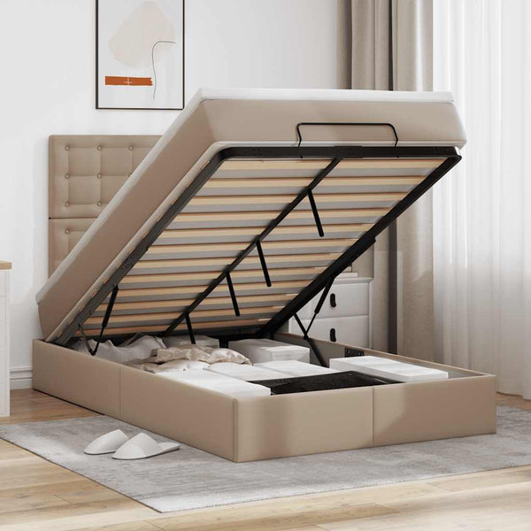 vidaXL Ottoman Bed with Mattress & LEDs 120x190cm Faux Leather