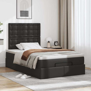 vidaXL Ottoman Bed with Mattress & LED Black 120x200 cm Faux Leather
