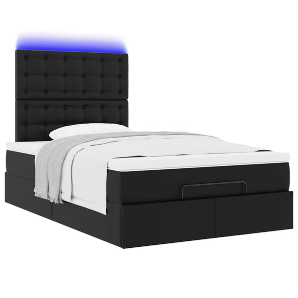 vidaXL Ottoman Bed with Mattress & LED Black 120x200 cm Faux Leather