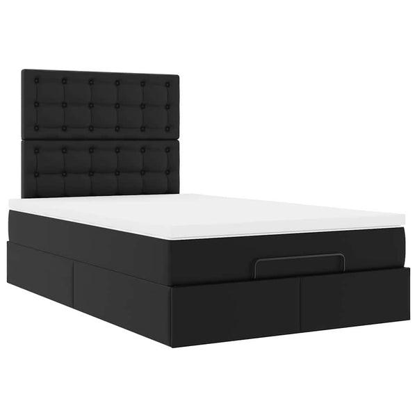 vidaXL Ottoman Bed with Mattress & LED Black 120x200 cm Faux Leather