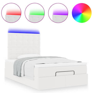 vidaXL Ottoman Bed with Mattress & LED White 120x200 cm Faux Leather