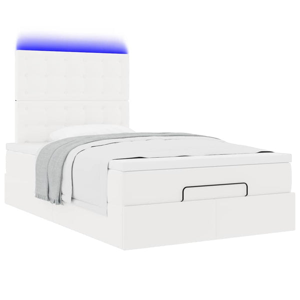 vidaXL Ottoman Bed with Mattress & LED White 120x200 cm Faux Leather