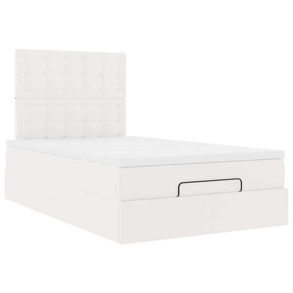 vidaXL Ottoman Bed with Mattress & LED White 120x200 cm Faux Leather