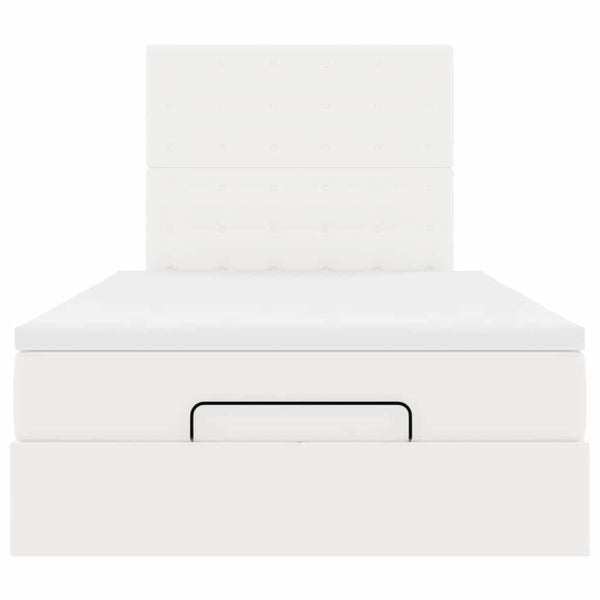 vidaXL Ottoman Bed with Mattress & LED White 120x200 cm Faux Leather