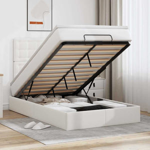 vidaXL Ottoman Bed with Mattress & LED White 120x200 cm Faux Leather