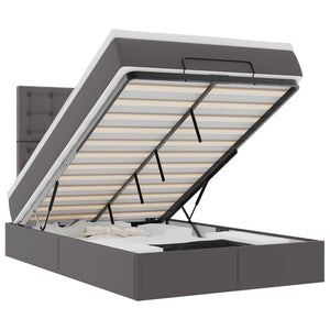 vidaXL Ottoman Bed with Mattress & LEDs Grey 120x200 cm Faux Leather