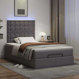 vidaXL Ottoman Bed with Mattress & LEDs Grey 120x200 cm Faux Leather