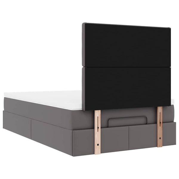 vidaXL Ottoman Bed with Mattress & LEDs Grey 120x200 cm Faux Leather