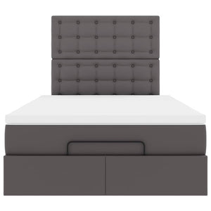 vidaXL Ottoman Bed with Mattress & LEDs Grey 120x200 cm Faux Leather