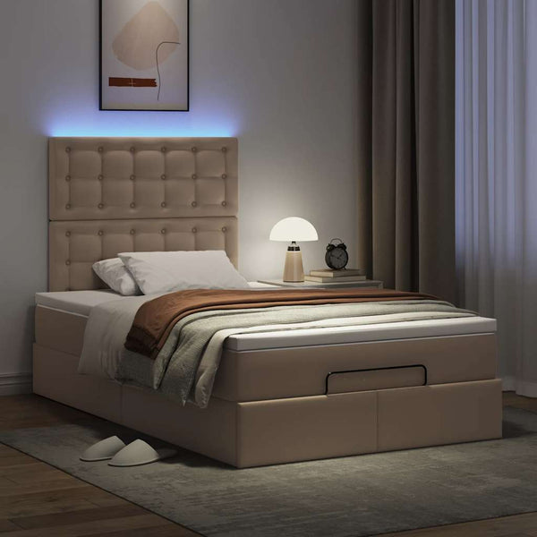vidaXL Ottoman Bed with Mattress & LEDs 120x200cm Faux Leather
