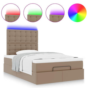 vidaXL Ottoman Bed with Mattress & LEDs 120x200cm Faux Leather