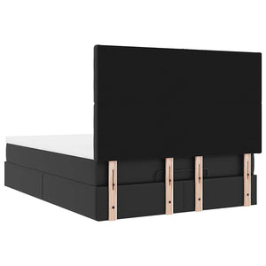 vidaXL Ottoman Bed with Mattress & LED Black 140x190 cm Faux Leather