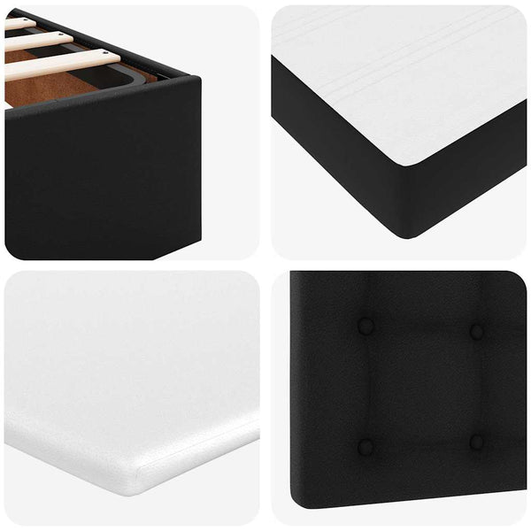 vidaXL Ottoman Bed with Mattress & LED Black 140x190 cm Faux Leather