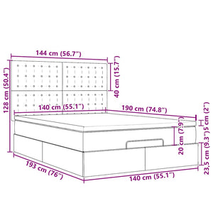 vidaXL Ottoman Bed with Mattress & LED Black 140x190 cm Faux Leather