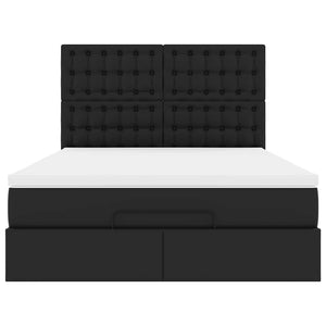 vidaXL Ottoman Bed with Mattress & LED Black 140x190 cm Faux Leather