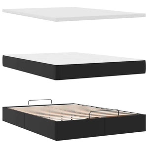 vidaXL Ottoman Bed with Mattress & LED Black 140x190 cm Faux Leather